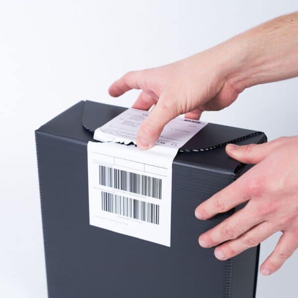 Wiederverwendbare Versandbox Label