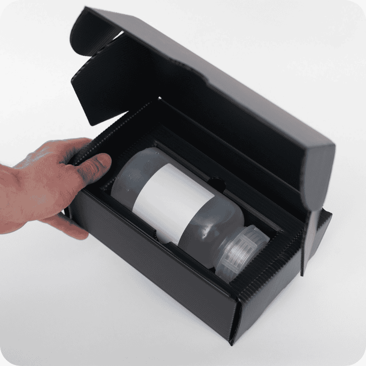 Mehrweg-Versandverpackung also Fefco 0427 für den Versand von Laborflaschen